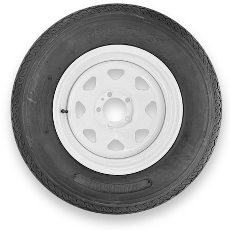 Rubbermaster - Steel Master Rubbermaster H78-15 ST225/75D15 8 Ply Highway Rib Tire and 5 on 4.5 Eight Spoke Wheel Assembly 599315